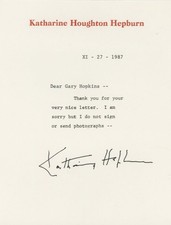 Katharine Hepburn- TLS from 1987