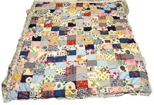 Machine Sewn Patchwork Square Red Bow Tie 56  X 56  Baby/Toddler Throw Quilt