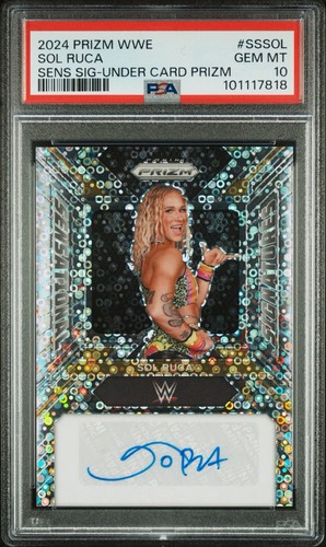 2024 Prizm WWE Sol Ruca #SS-SOL Sensational Signatures Under Card PSA 10
