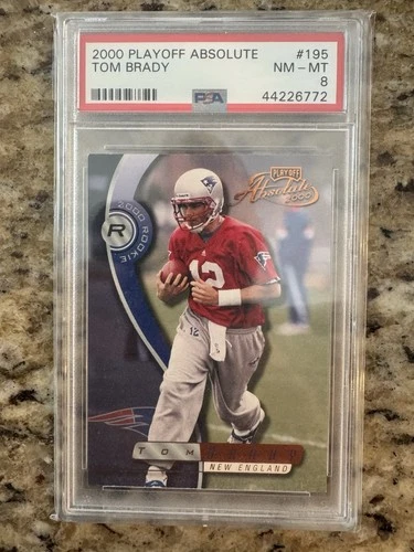 TOM BRADY ROOKIE: 2000 PLAYOFF ABSOLUTE #195: PSA 8 NM-MT #d/3000