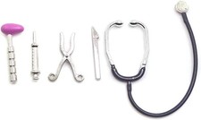 5 Pcs Silvery Dollhouse Mini Stethoscope Care Tools, Dollhouse Dolls Miniatur...