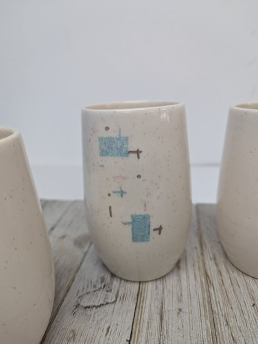 Vintage Set of 4 Vernonware Metlox Heavenly Days 5" Tumblers Cups Glasses MCM - Picture 4 of 12