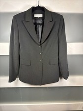 Tahari Arthur S Levine Black w/Silver Pinstriped 3 Snap Blazer Size 6 P