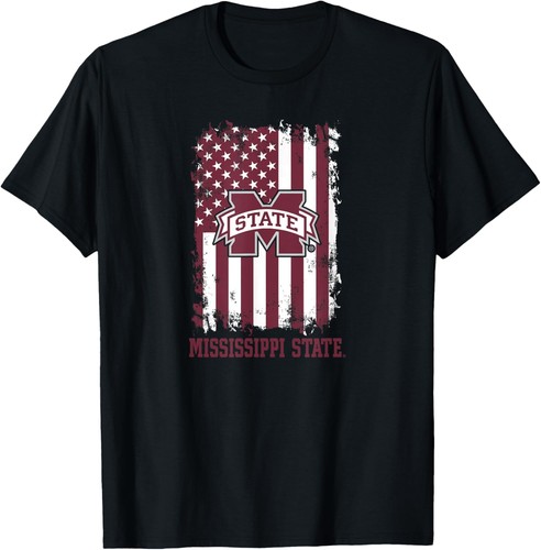 Mississippi State Bulldogs Patriotic Retro American Flag T-Shirt
