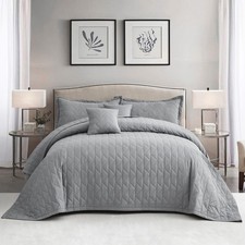 Oversized King Bedspread 128x120 Extra Wide Modern  Contemporary Look Lightwe