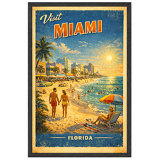 Miami Beach Florida Vintage Travel Poster 11x...