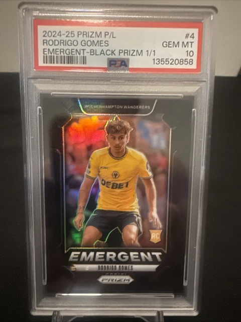 2024-25 Panini Prizm Premier League Emergent Rodrigo Gomes #4 (RC) Black 1/1