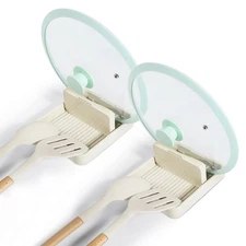 2 Pack Spoon Rest with Pot Lid Holder For Stove Top, Spoon Holder for Kitchen...
