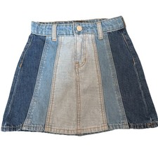 Gap Kids Denim Size 7 Multi Wash Panel Jean A Line Skirt Back Pockets Retro Boho