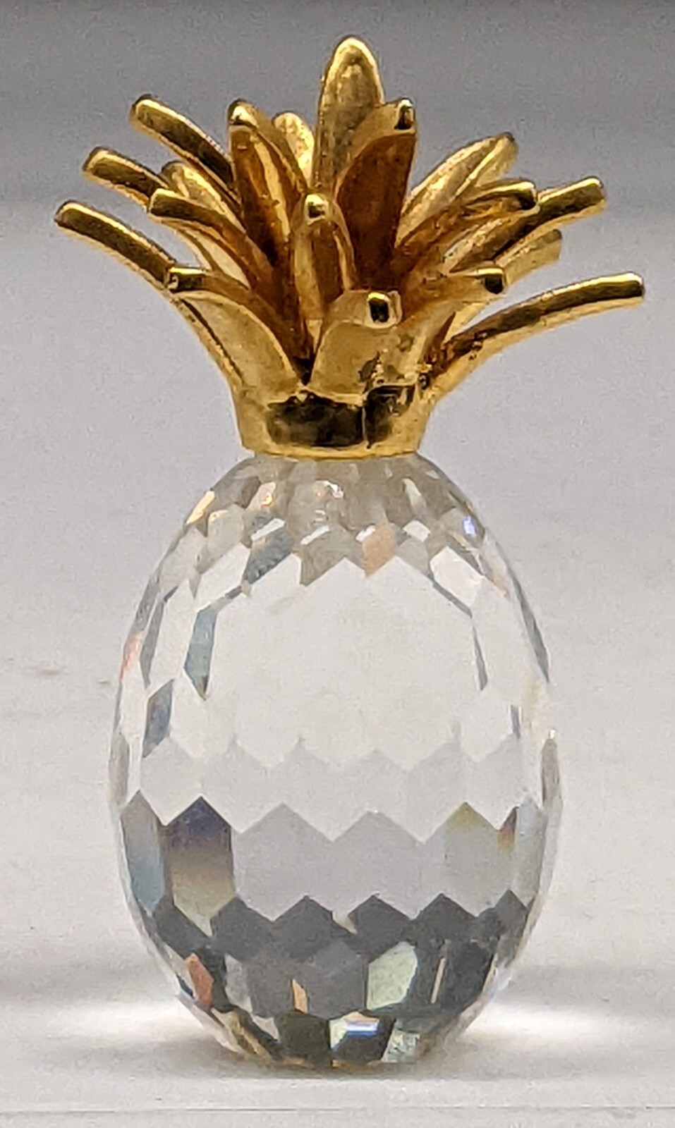 Swarovski Crystal Glass Pineapple with Gold Leaves 2.5”