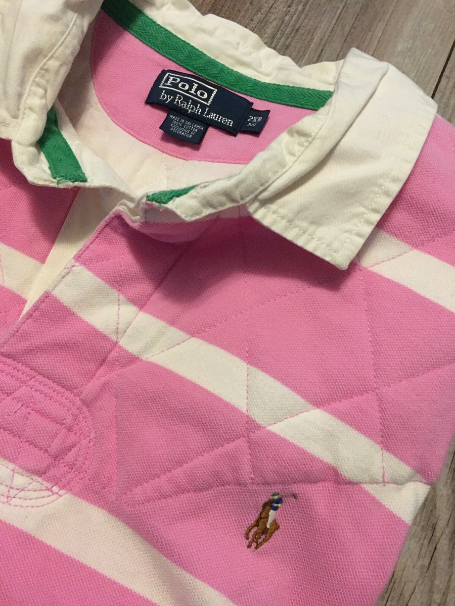 Rare Vintage Polo Ralph Lauren Polo Shirt 2XB Big Pink White