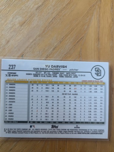 2024 Topps Chrome #237 Yu Darvish - Bild 2 von 2