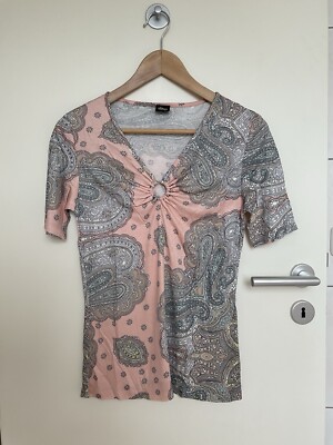 S.OLIVER Black Label Damen Shirt Gr. 34 Rosa Paisley Muster Keyhole Neuwertig