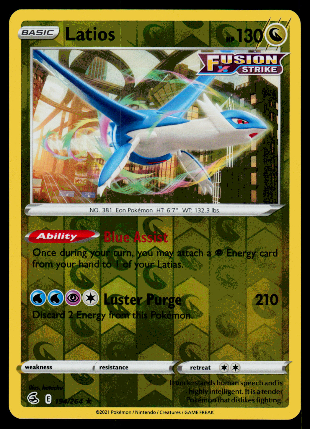 Pokemon Card - SWSH - Fusion Strike Latios 194/264 Reverse Holo - NM