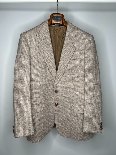 Harris Tweed St Michael Beige Pure Scottish Wool Melange Blazer Jacket Size 40 - Picture 2 of 18