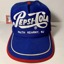 Vintage PEPSI Trucker Hat Snapback Cap Made in USA Blue 3 Stripe Three NJ