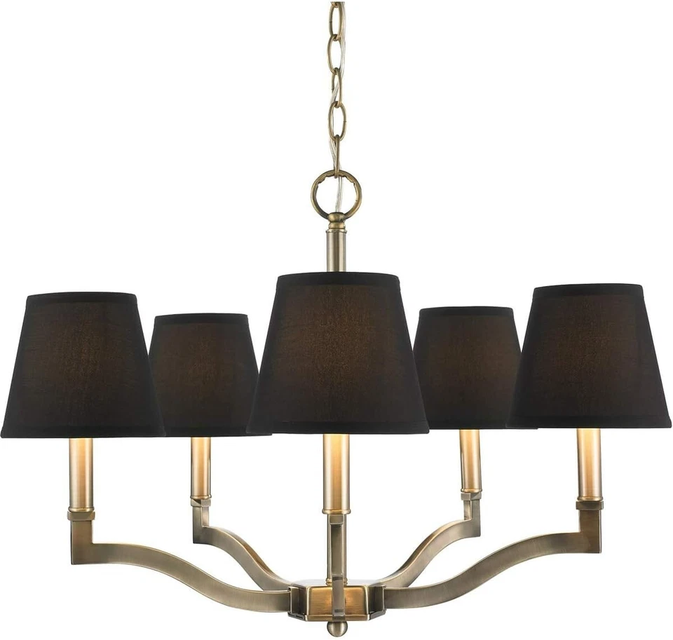 Golden Lighting Waverly Chandelier, Antique Brass w/ Groom Shade - 3500-5AB-GRM - Imagem 3 de 4