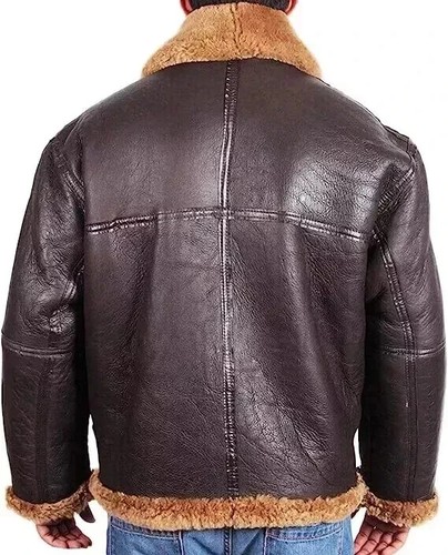 MEN'S RAF B3 BOMBER AVIATOR GENUINE LEATHER JACKET PILOT FLYING WARM FUR COAT - Picture 5 of 5