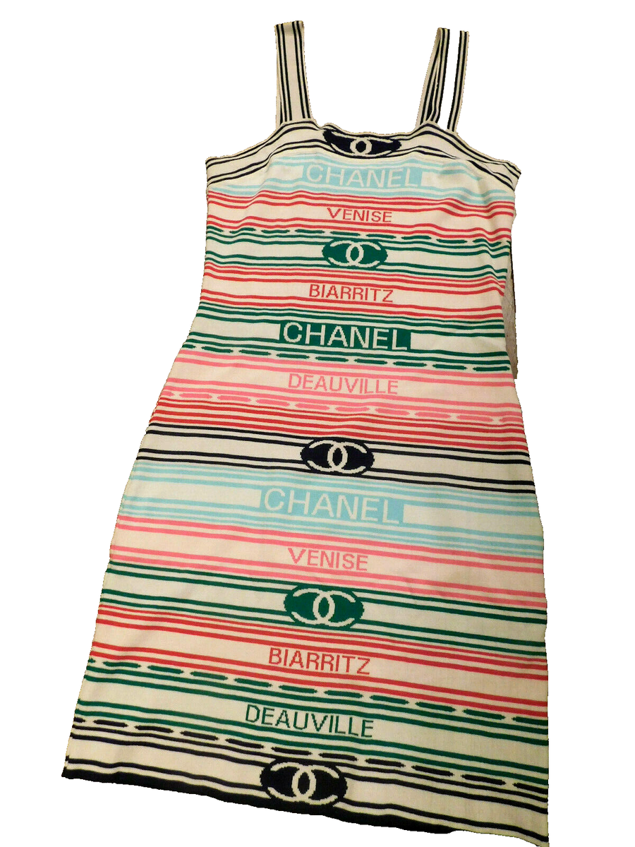 FABULOUS Chanel striped Biarritz Deauville Venise Knit Body con