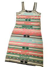 FABULOUS Chanel striped Biarritz Deauville Venise Knit Body con dress Sz 36 EUC