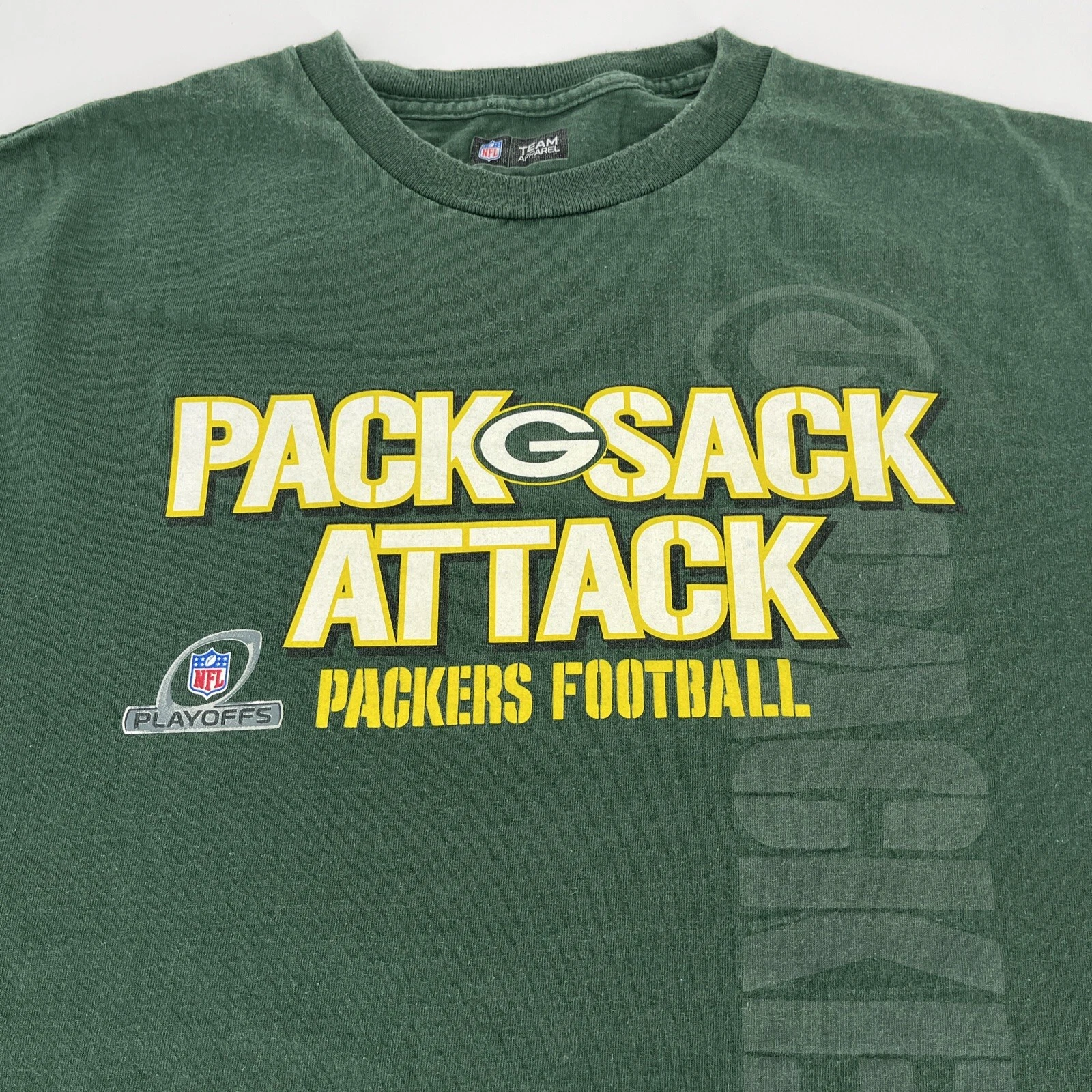 Green Bay Packers T-Shirt - Y2K Pack Sack Attack Shirt - Mens 2XL Tee - EUC