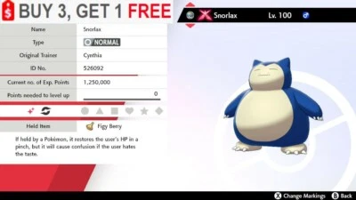 NINTENDO ✨Shiny Snorlax✨Pokemon Sword Shield Gmax Gluttony Adamant 6IV 🚀Fast Delivery🚀