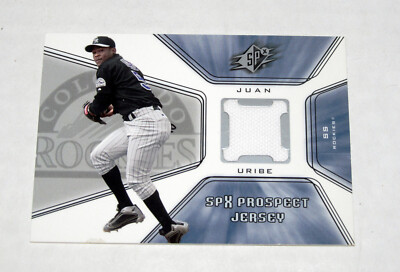 2001 SPX Rookie Game Used Jersey Juan Uribe Rockies RC GU