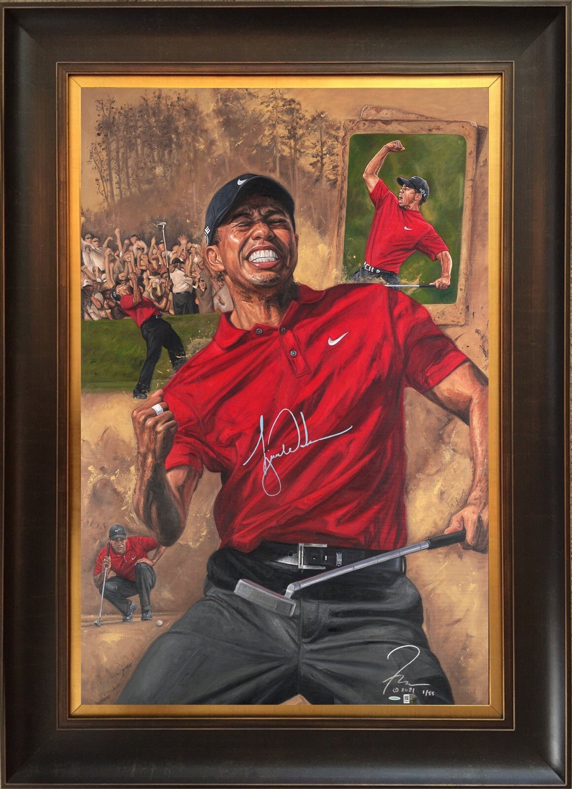 TIGER WOODS & ARTIST JUSTYN FARANO Autographed Signed TIGER WOODS HAND AUTO LIMITED EDITION 24x36 BY ARTIST JUSTYN FARANO 