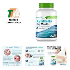 XyliMelts Dry Mouth Relief Oral Adhering Discs Mild Mint with Xylitol, for Dr...