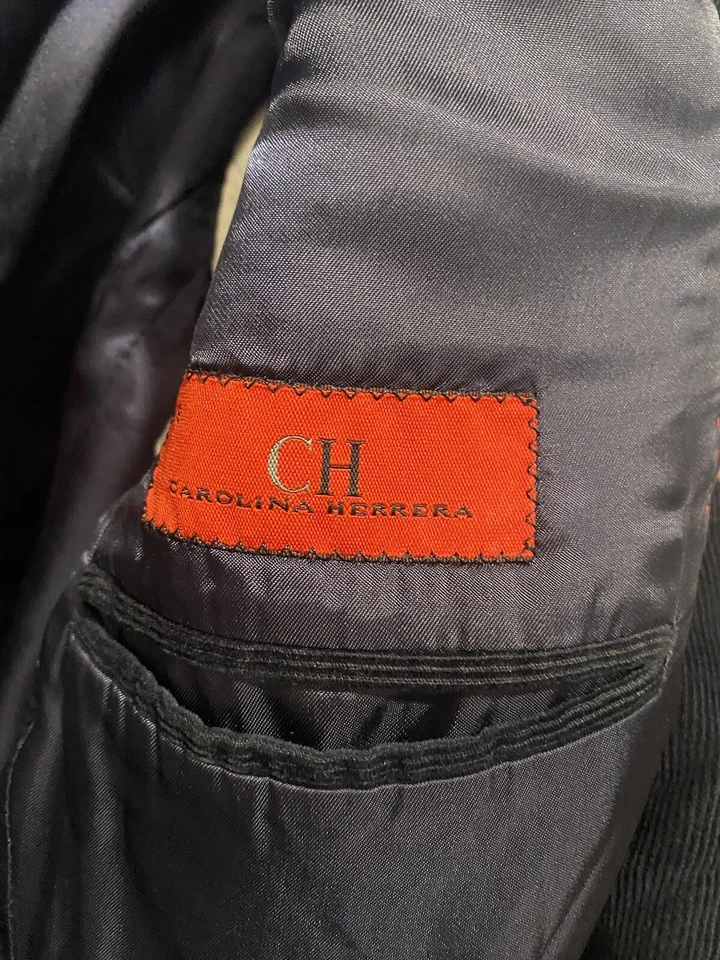 Carolina Herrera BLAZER Pana Chaqueta Abrigo Forrado Mujer Azul Marino Talla 38 Foto 2 de 4