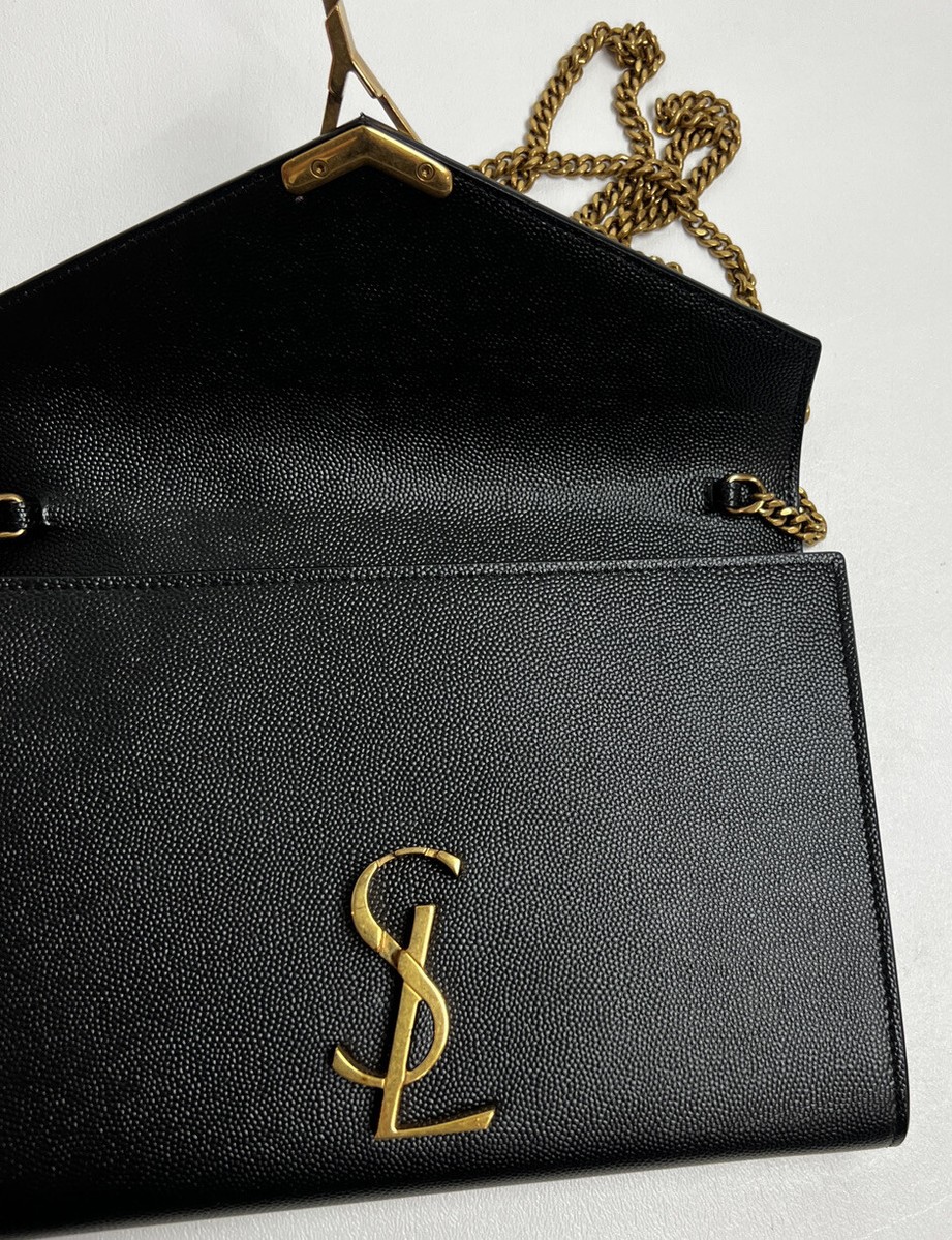 Saint Laurent Cassandra Chain Wallet Shoulder Bag in Black