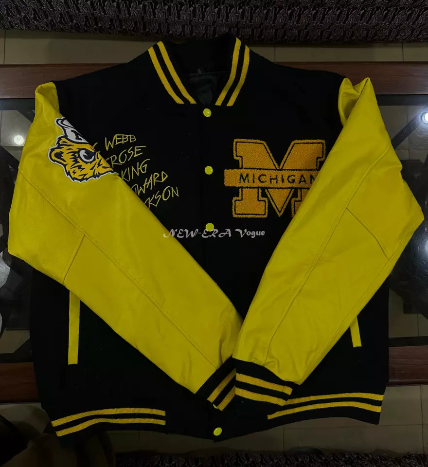 Michigan Wolverines Jacket Blue Vintage  Lettermen Varsity Jacket US Tarrif Paid - Image 3 of 4