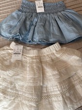 Crewcuts JCrew Girls Skirts, Set Of 2, Eyelet, Chambray, Lined, XXS Age 2-3