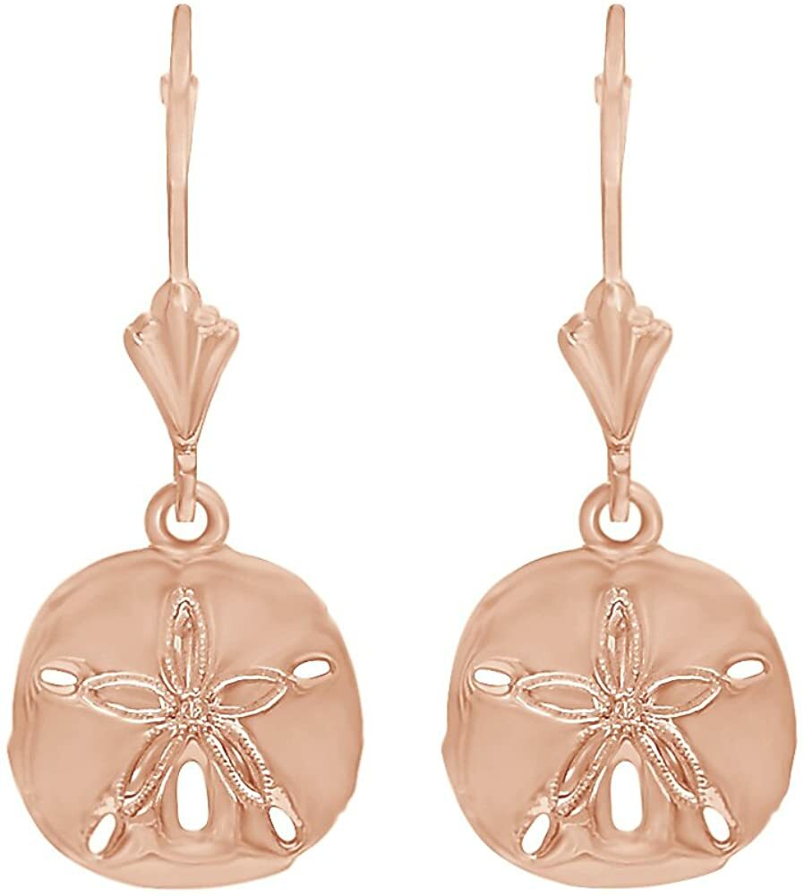 Sand Dollar Charm Dangle Earrings in 14k Gold Plated Sterling