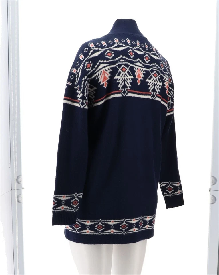 Cárdigan Jacquard Denim & Co Canyon Retreat Frente Abierto Azul Marino M Nuevo sin Etiquetas (228) Foto 4 de 4