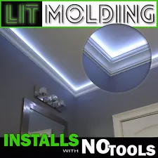 LED back-lit Crown Molding, NO tools Install- RBG- Google, app and remote