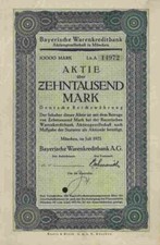 Bayerische Warenkreditbank AG 1923 M&uuml;nchen Berlin 10.000 M v. Schirach Bankhaus
