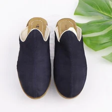 Sabah Womens Baba Mule Shoe Size 7 Baleen Blue Nubuck Slip On Handcrafted Turkey