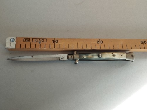 coltello a scatto manico in corno da collezione vintage (cm 27) - Foto 3 di 8