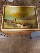 Engel winter Oil On Canvas birds In Flight Original Painting with COA OLD FRAME
