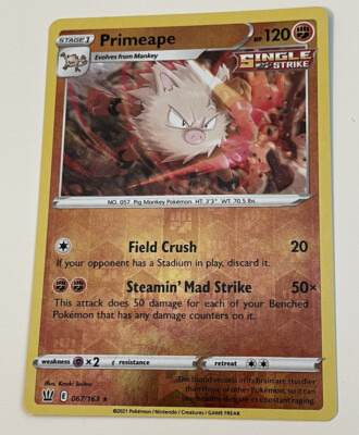 Pokémon Sword & Shield Battle Styles Primeape Reverse Holo 67/163 NM Near Mint