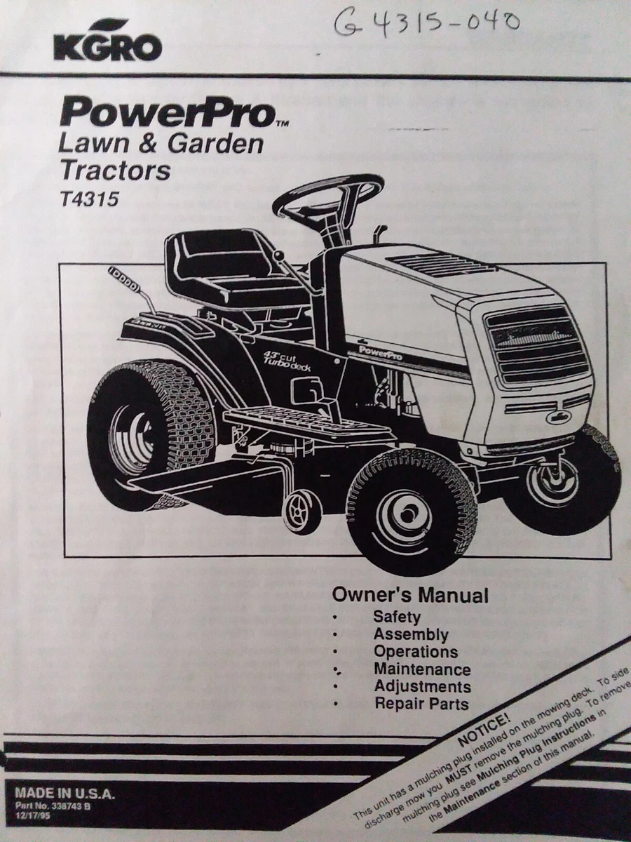 Murray riding lawn mower sales manual