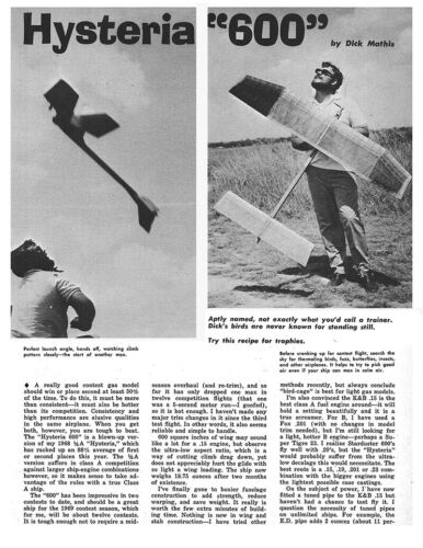 Model Airplane Plans (FF): HYSTERIA 600 63" for .15 Engine by DIck Mathis - Picture 2 of 3