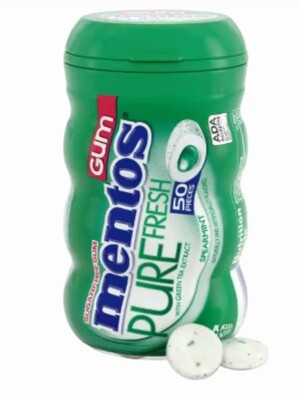 MENTOS SUGAR FREE PURE FRESH SPEARMINT CHEWING GUM w/XYLITOL, 50 PIECES