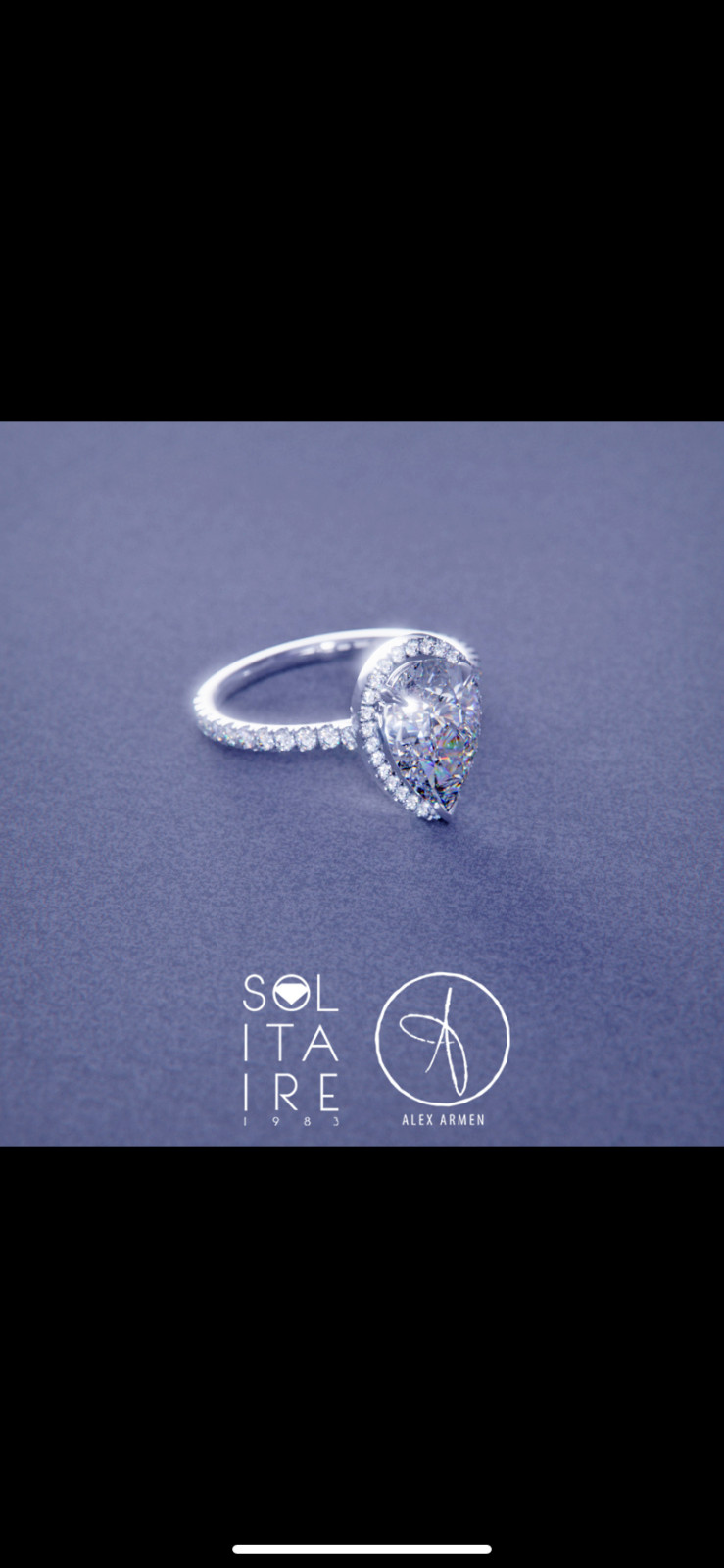Custom Designed Pear Shaped Diamond Engagement Ri… - image 3