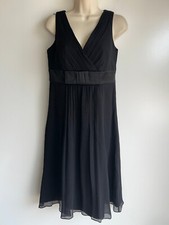 ANN TAYLOR Black V-Neck Sleeveless Silk Cocktail Dress Size 4 ~EUC