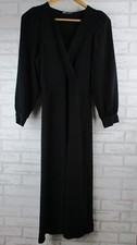 Zara womens a-line midi dress black S v-neck long sleeve split