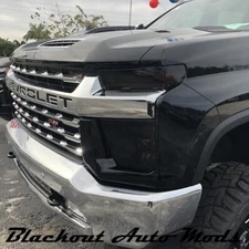 2020-22 Chevy Silverado 2500 Head Light Blackout Kit Smoked Vinyl Overlay 