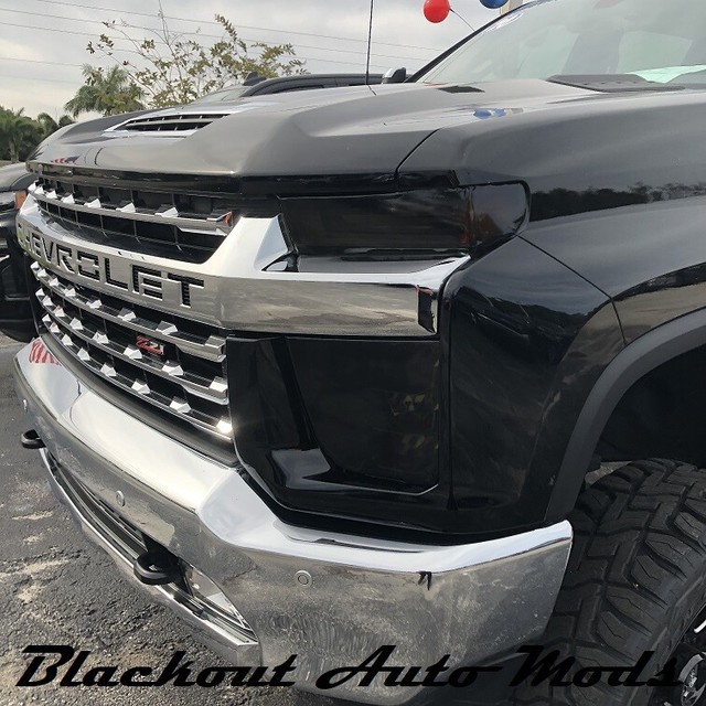 2020 Chevy Silverado 2500 Head Light Blackout Kit Smoked Vinyl Overlay