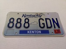 KENTUCKY KY LICENSE PLATE 888 GDN TRIPLE 8 LUCKY NUMBER CHINESE 2012 KENTON 8'S